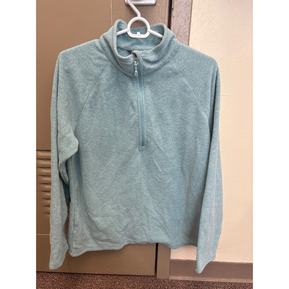 Eddie Bauer Fleece Pullover Jacket worn 1x women Blue Green pullover jacket L - Picture 1 of 5